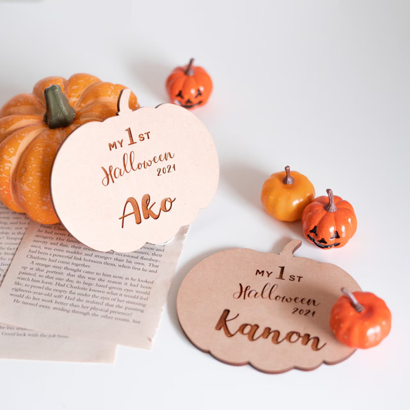 木製 / Halloween 名入れ プレート［ 1st ハロウィンプレート ］ 1枚目の画像