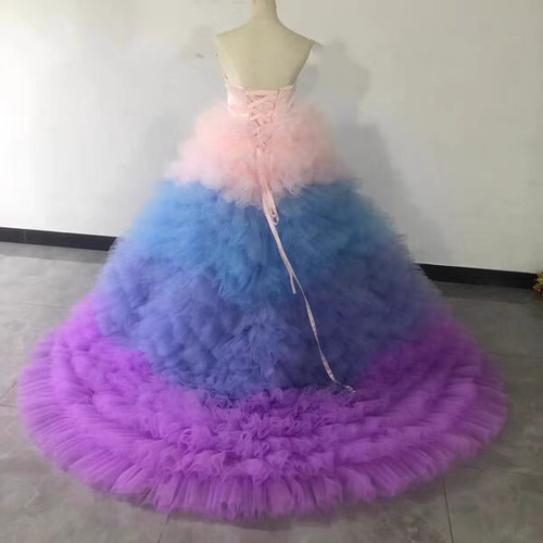 冬婚！グラデーションカラードレス ピンク/青/紫 ソフトチュール