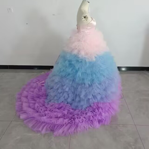 冬婚！グラデーションカラードレス ピンク/青/紫 ソフトチュール