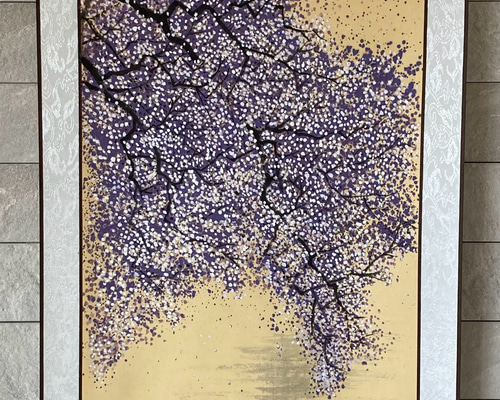 ◇◇水墨画 人物と花の描写 BIGサイズ 共箱