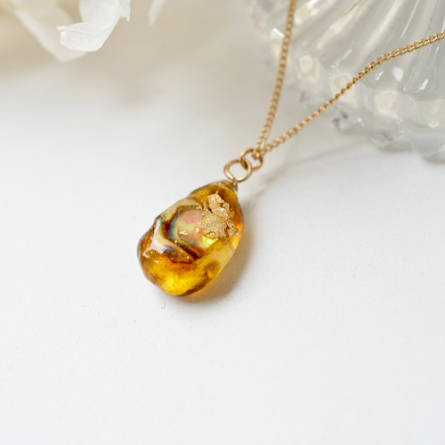 べっ甲ガラスと本物貝殻のjewelryネックレス ネックレス・ペンダント 