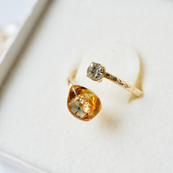 べっ甲ガラスと本物貝殻のjewelryリング 1枚目の画像