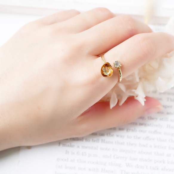 べっ甲ガラスと本物貝殻のjewelryリング 5枚目の画像