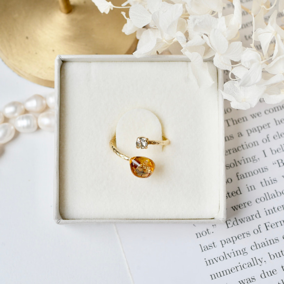 べっ甲ガラスと本物貝殻のjewelryリング 3枚目の画像