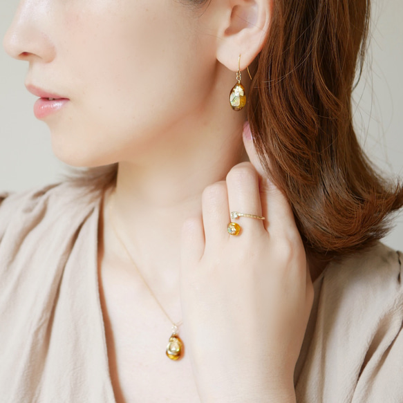 べっ甲ガラスと本物貝殻のjewelryリング 8枚目の画像