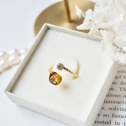 べっ甲ガラスと本物貝殻のjewelryリング 2枚目の画像