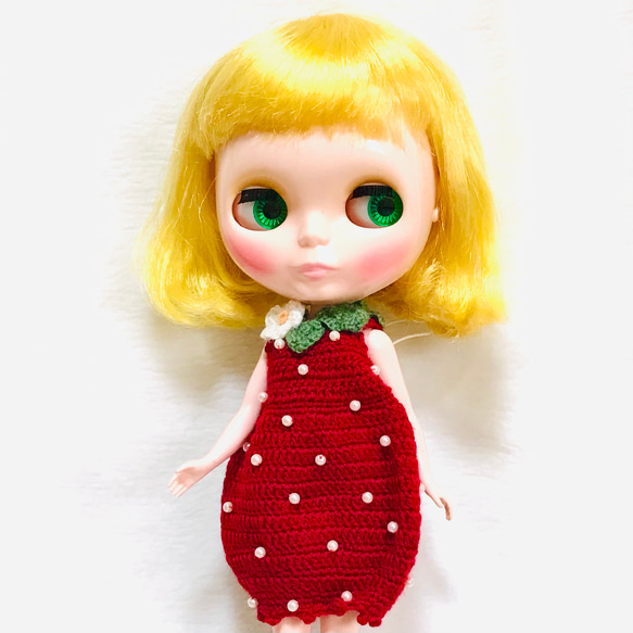 1/6ドール服 いちごワンピース ブライス リカちゃんサイズ その他人形