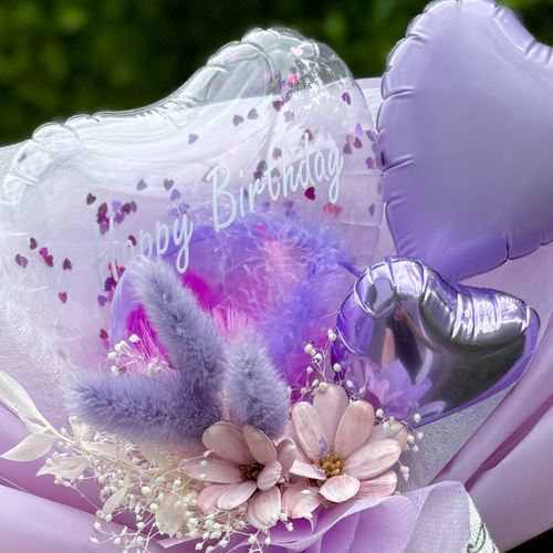 バルーンブーケ パープルミニブーケ・卒業・誕生日・発表会・結婚祝い