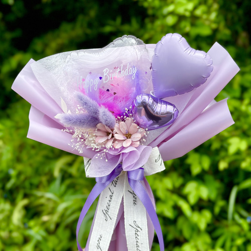 バルーンブーケ パープルミニブーケ・卒業・誕生日・発表会