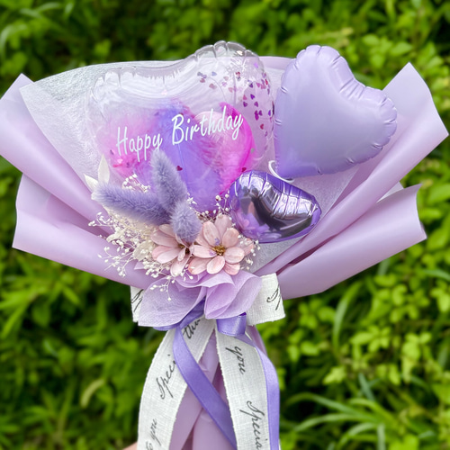 バルーンブーケ パープルミニブーケ・卒業・誕生日・発表会・結婚祝い