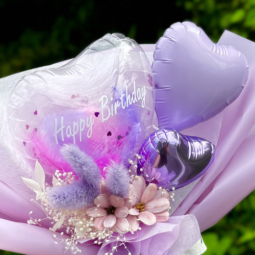 バルーンブーケ パープルミニブーケ・卒業・誕生日・発表会・結婚祝い