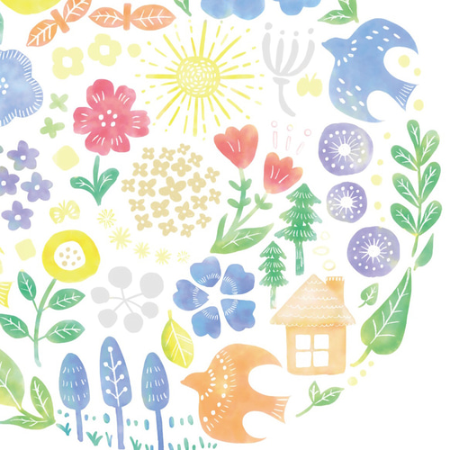 さるり✴︎　二点おまとめページ　現代アート　カラフル　北欧 北欧✴︎ サークル◻︎ 水彩インテリアポスター◻︎ イラスト N.ecru