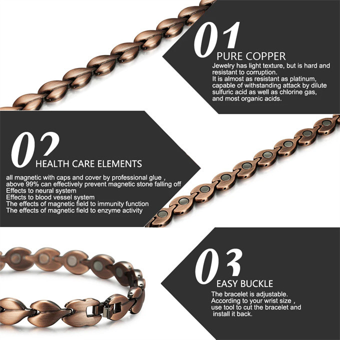 磁気アンクレット 銅製ジュエリー 純銅磁気 エネルギー  ハンドメイド 手作り血行促進  関節炎 SSP043