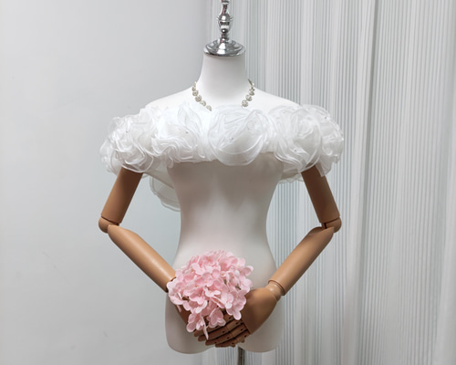 送料無料！取り外しオフショルダー ラッフルフリル ビスチェ ビーズ  