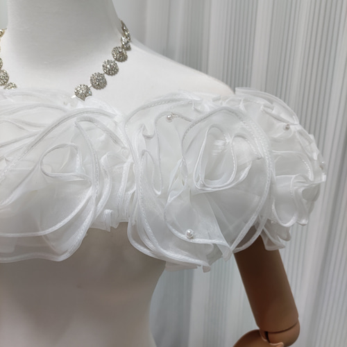 送料無料！取り外しオフショルダー ラッフルフリル ビスチェ ビーズ  