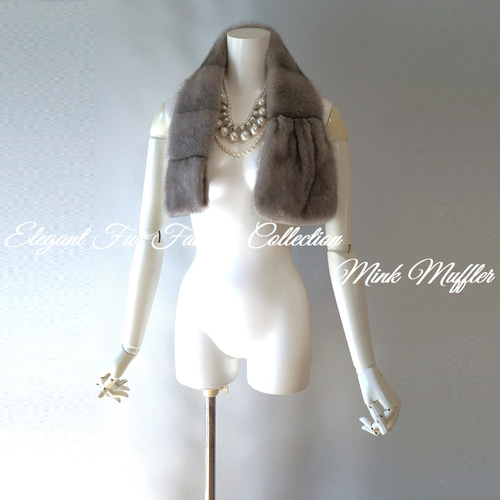 夢のあるお洒落が楽しめます☆グレーミンクファーマフラー 毛皮
