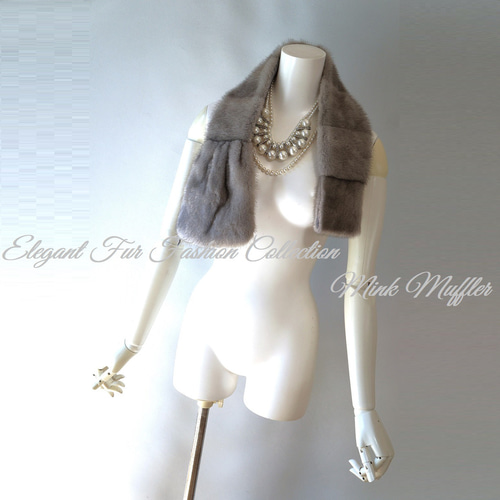夢のあるお洒落が楽しめます☆グレーミンクファーマフラー 毛皮