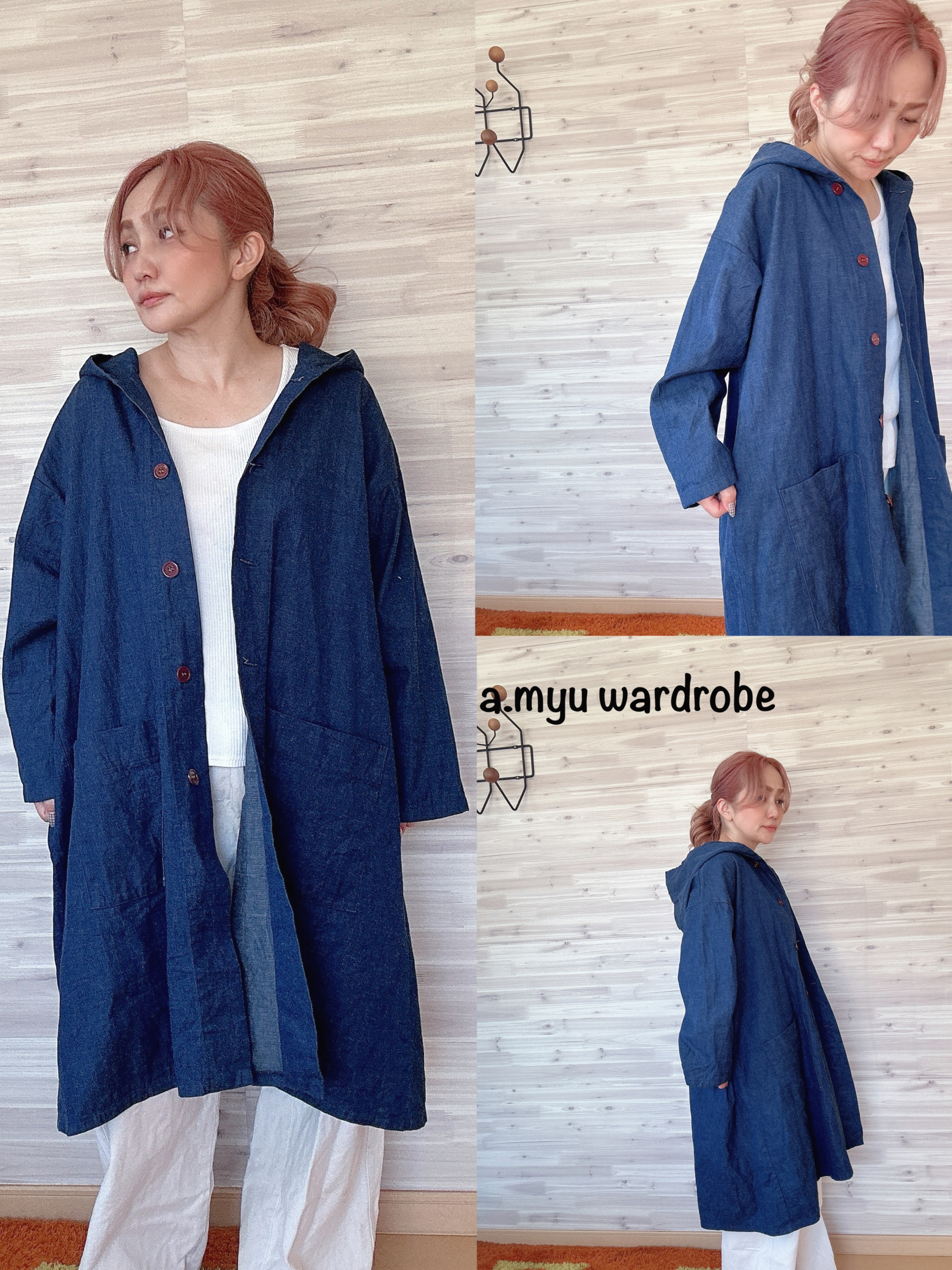 a.myu初秋　デニム素材オーバーサイズのコートジャケット