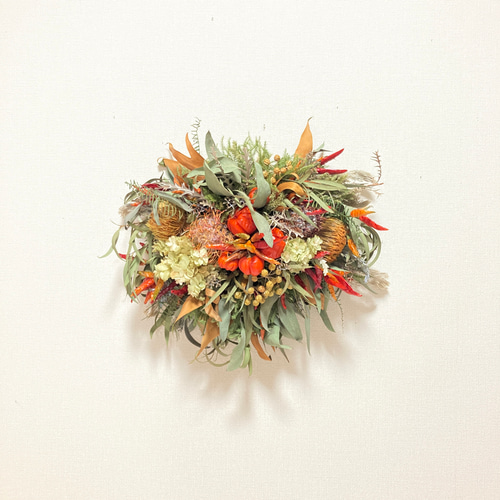 ハロウィン創作スワッグ ソラナムパンプキン＆トウガラシ スワッグ