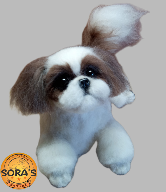 羊毛フェルト作品　シーズーちゃん 羊毛フェルト作品 手のひらサイズシーズーちゃんたち