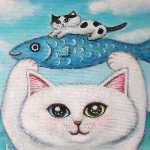サーファー にゃんず】絵画 ,原画,猫,ネコ,海,ビーチ,砂浜,sea サーファー にゃんず】絵画 ,原画,猫,ネコ,海,ビーチ,砂浜,sea