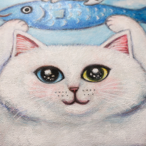 原画「大白猫の住む南の島の海で」 F10号 #猫の絵 #絵画 #海 #猫