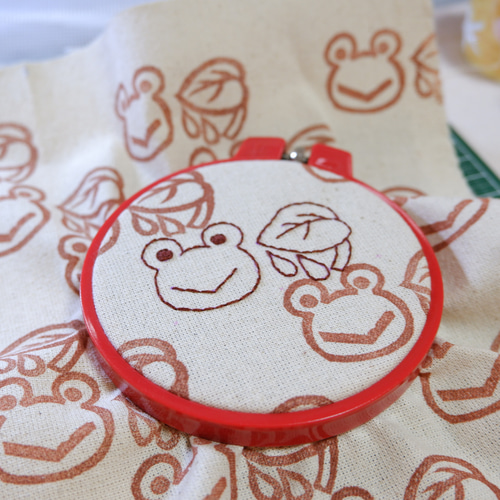 ちょこっとトートバッグ かえるさん刺繍 ※受注生産 エコバッグ