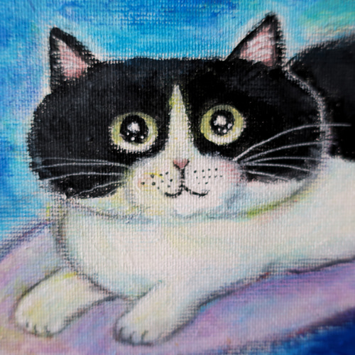 原画「星空の海のモノトーンキャッツ」 F10号 #猫の絵 #ねこ #海 #猫