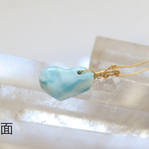 天然石ハートラリマーのワイヤージュエリーネックレス✧ヒーリング