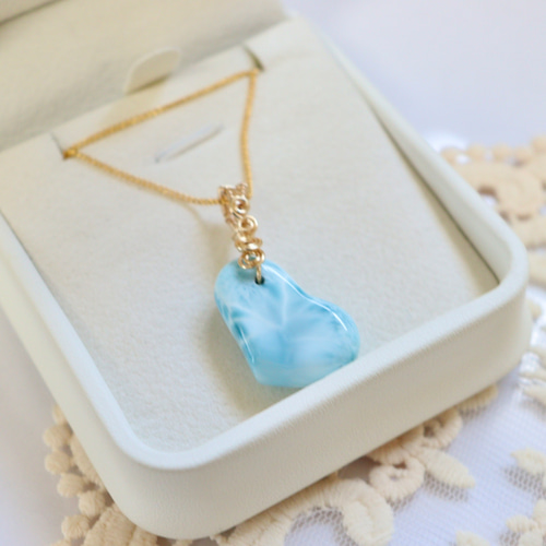 天然石ハートラリマーのワイヤージュエリーネックレス✧ヒーリング