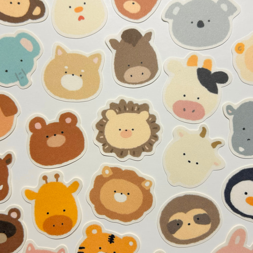 かわいい動物 フレークシール 【28種類】【直径約2〜3㎝】 シール