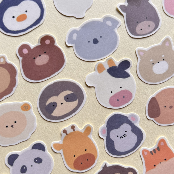 かわいい動物 フレークシール 【28種類】【直径約2〜3㎝】 シール