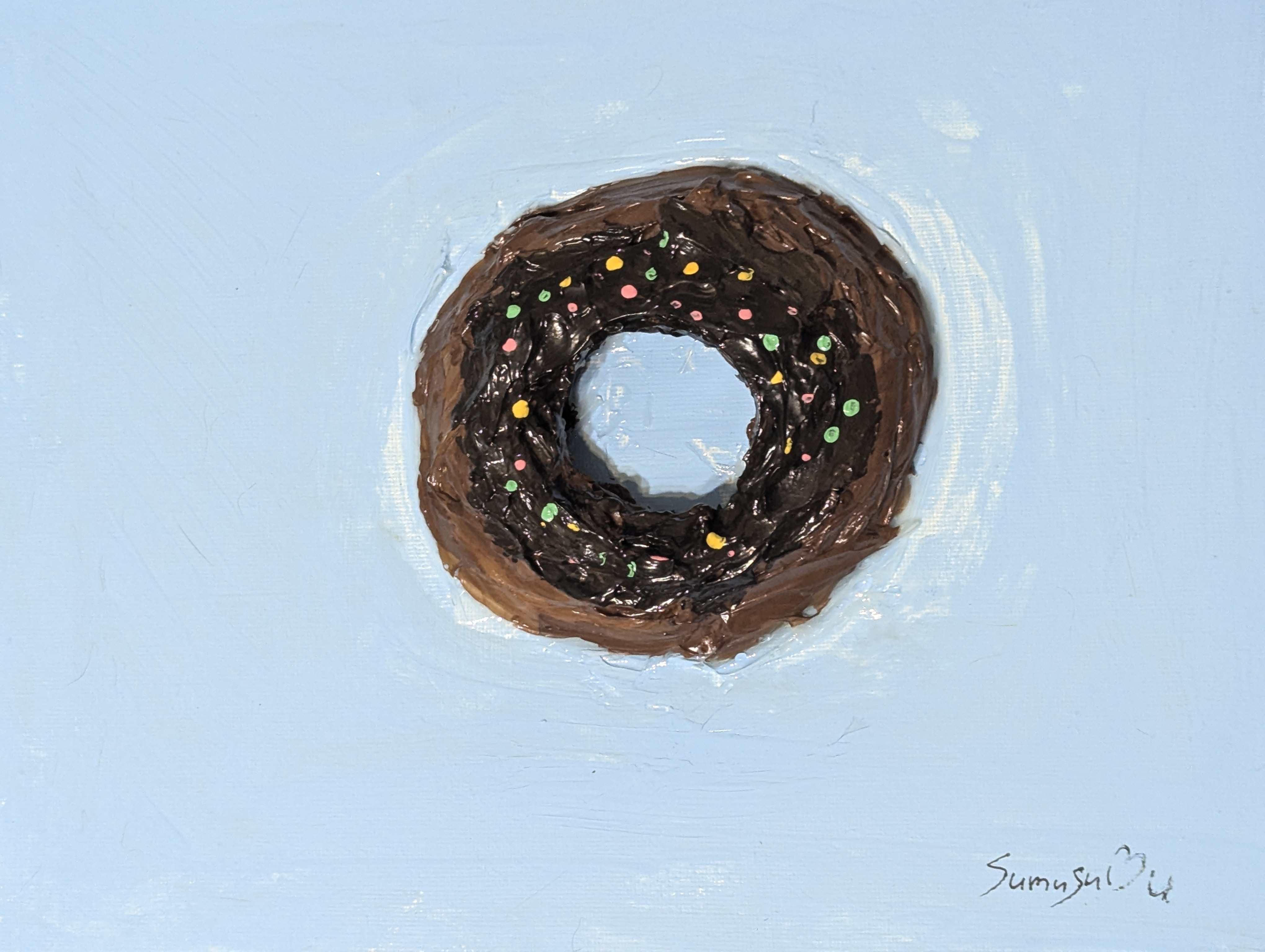 キャラクター　絵画　アクリル画　現代アート 原画　ドーナツ ポップアート