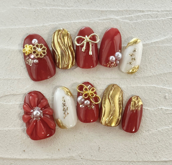 成人式ネイル〈 カラー変更OK 〉振袖 卒業式 袴 ネイルチップ（つけ爪  