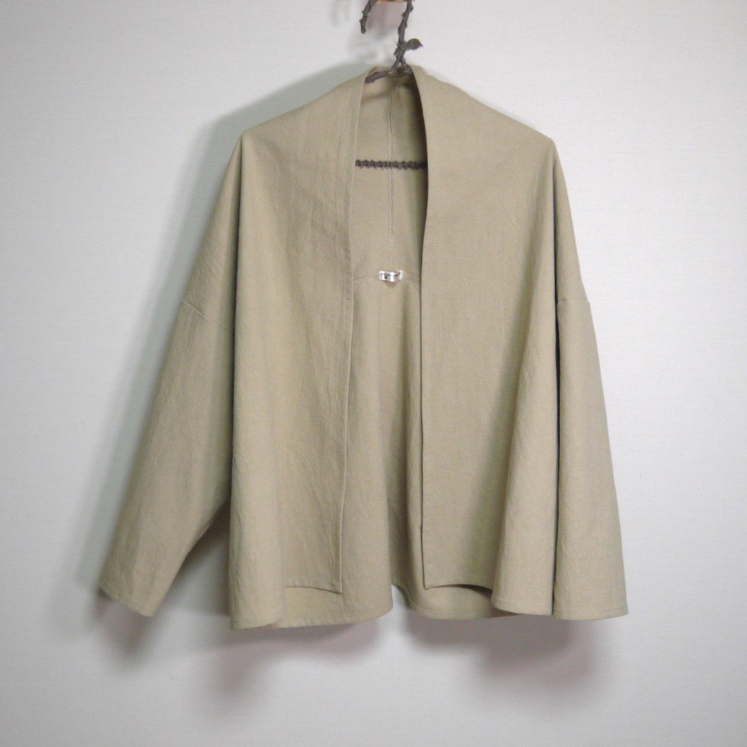 ショートガウン◆ベージュ【やわらかコットンリネン】～羽織～