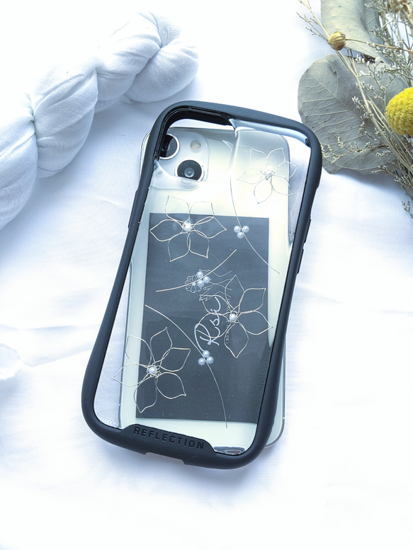 iPhoneケース スマホケース シルバーワイヤーフラワー iPhone