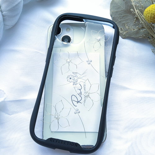 iPhoneケース スマホケース シルバーワイヤーフラワー iPhone