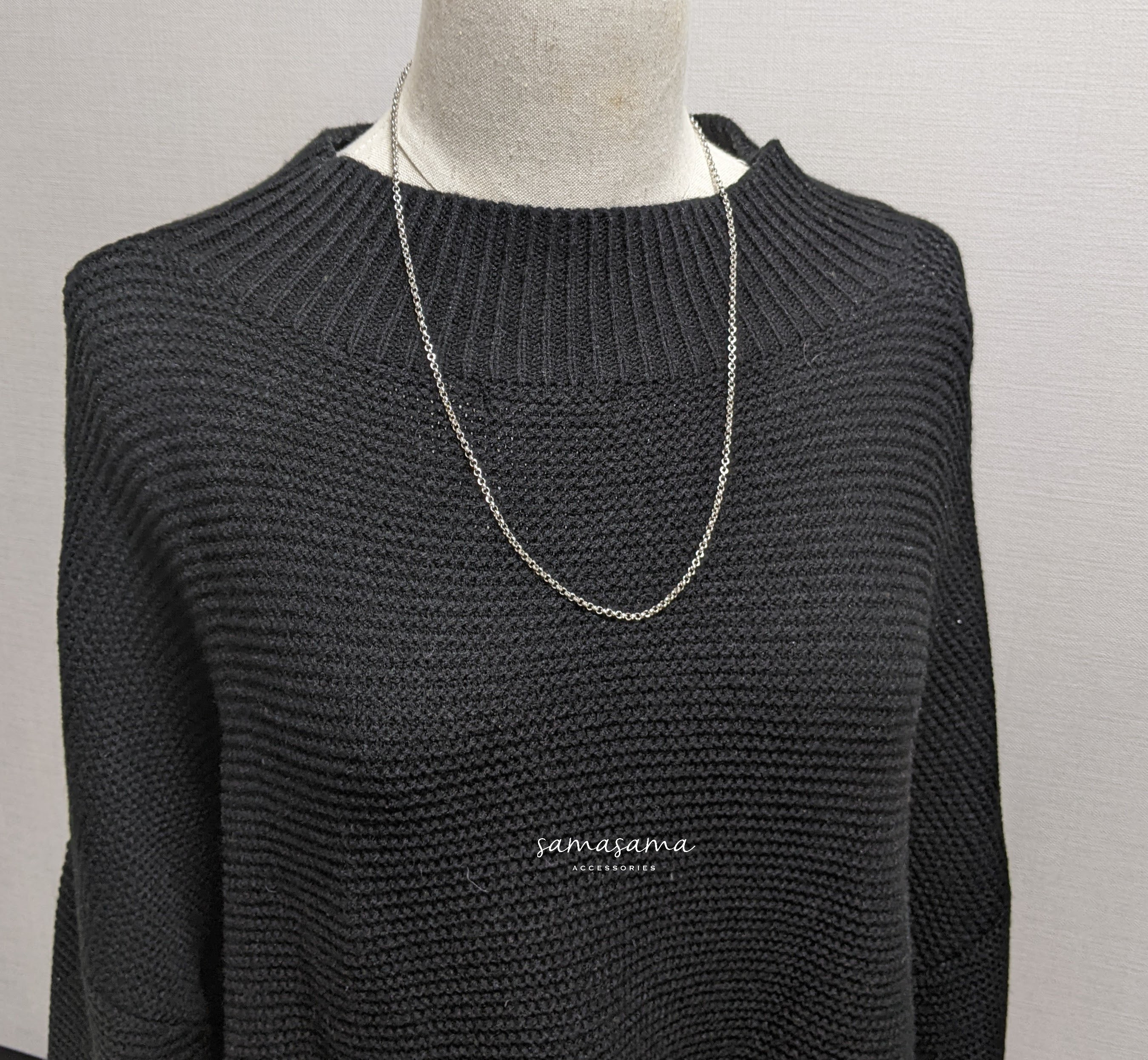 【60センチ/SILVER925】太めロロチェーンのシンプルネックレス/幅2.7ミリ　上品　ロールチェーン　華やか