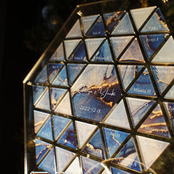 特集掲載！【結婚証明書 ゲスト参加型 六角形 アルコールインクアート調ディーブルー】ウェディング 結婚式 結婚準備 2枚目の画像