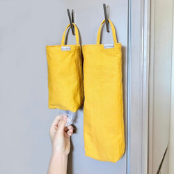 イロドル　まるめてぽいするポリ袋・排水口ネット収納/レジ袋・ビニール袋収納　ロング/ショート　マスタードイエロー 1枚目の画像