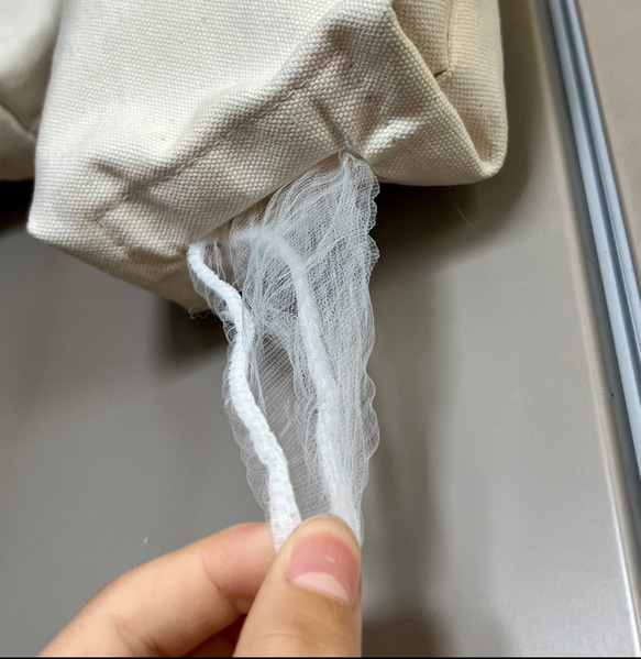 イロドル　まるめてぽいするポリ袋・排水口ネット収納/レジ袋・ビニール袋収納　ロング/ショート　ターコイズブルー 4枚目の画像