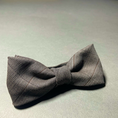 受注製作】蝶ネクタイ イタリア グレー ブラウン チェック ネクタイ