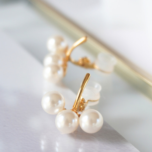 痛くないイヤリング 特許取得金具 ピアスに見える 上品 パール 大人