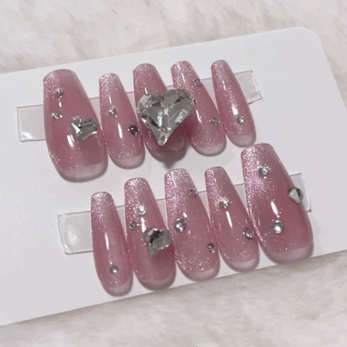 ♡ネイルチップ♡ ハート ピンク マグネット ワンホン シンプル