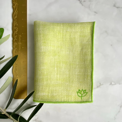 リネンハンカチ　897 ハンドメイド 涼しげな朝顔｜ソフトリネンの手刺繍ハンカチ（選べる布色・サイズ・名