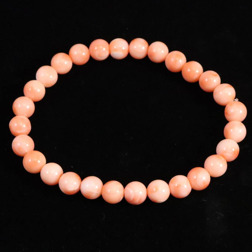 高知県 天然 桃色サンゴ 深海サンゴ 6.5mmブレス 10.9g #23513