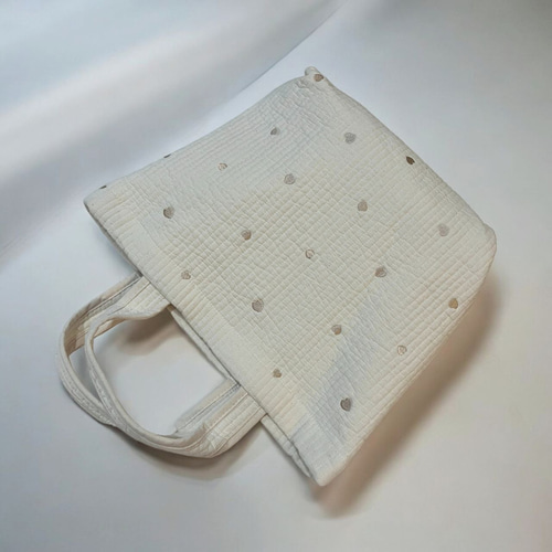 ゴールドハート刺繍 名入れ 人気のヌビバッグ 韓国直輸入 ふんわり