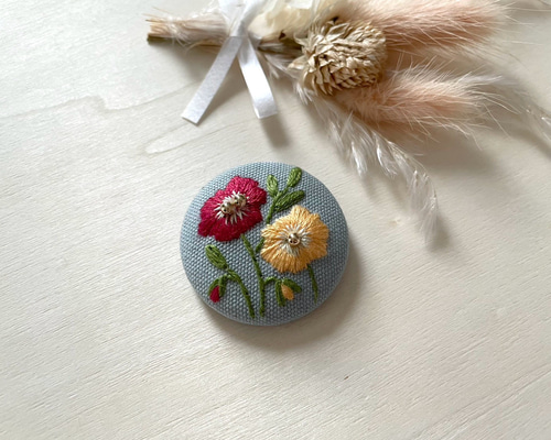 ポピー刺繍ヘアゴム くるみボタン ヘアゴム cocomu 通販 18198702