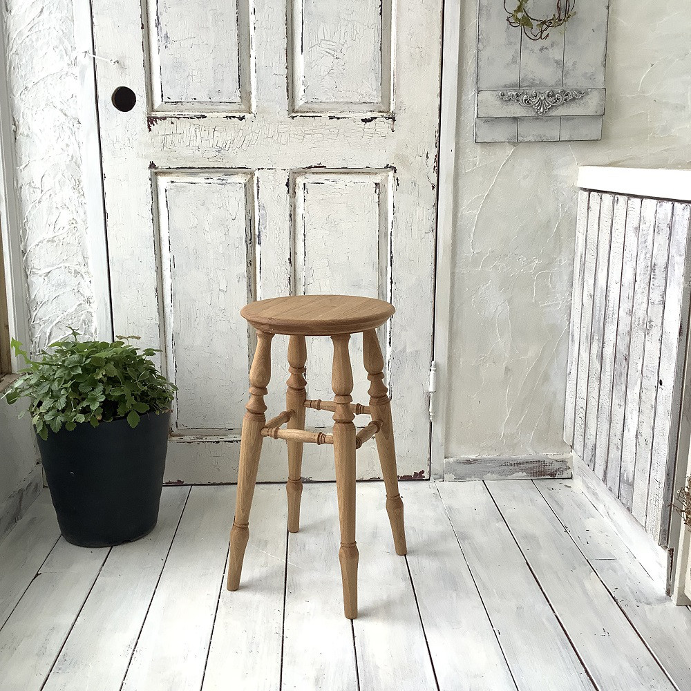 【受注制作】ハイスツール・スツール・フレンチ・高さ55㎝・（ナチュラルカラー・座面面取りタイプ）#11 29,000円