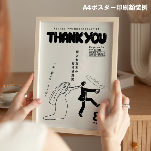 新郎新婦オリジナルイラスト 雑誌POPEYE(ポパイ)風 ウェルカムボード